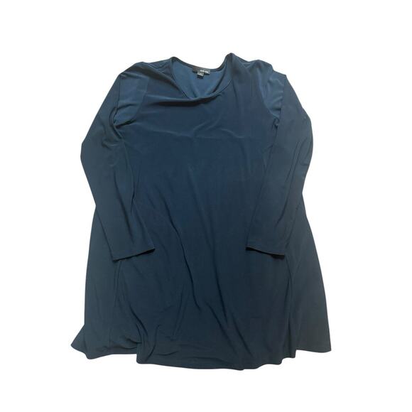 Sun Kim Jersey Draping Navy Blue Dress‎ Pleating on Back Pockets Medium - Picture 1 of 6